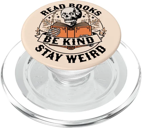 Vista 8 de Read Books Be Kind Stay Weird Libro de lectura de esqueleto Bookish PopSockets Standard PopGrip