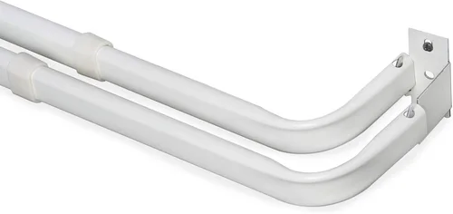 Vista 2 de Yafa Home Fashion Barra de Cortina Ajustable Doble Estándar Duradera Blanca Hardware Incluido (Negro, 28"-48")