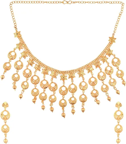 Vista 7 de Efulgenz Indian Style Bollywood Fashion Gold Tone Wedding Bridal Tassel Choker Collar Necklace Earrings Jewelry Set
