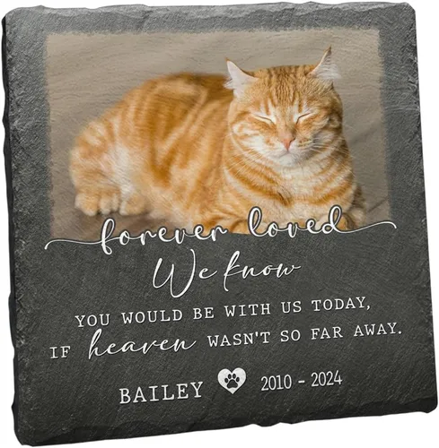 Vista 20 de Sympathy Pet Bereavement Piedra en forma de corazón con huella de perro, placa personalizada para decorar cementerios, recuerda a tus seres queridos