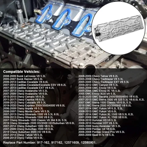 Vista 2 de 12571609 Colector de aceite del elevador de válvula solenoide de desactivación de cilindro compatible con Chevy Avalanche Express Silverado Suburban
