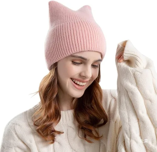 Vista 3 de Gorro de gato con orejas para mujer, gorros holgados para mujer, accesorios de grunge, sombreros lindos