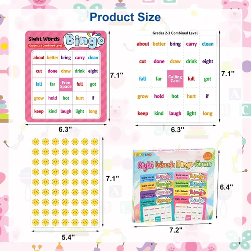 Vista 3 de Fancy Land Juego de bingo de palabras a la vista para niños y adultos, listas de palabras de Dolch & Fry's, juego de bingo para pre-k a 3er grado