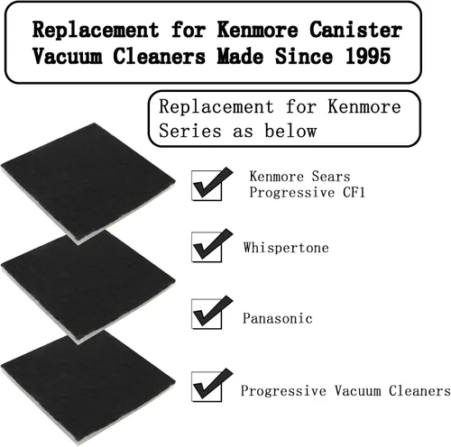 Vista 3 de Paquete de 4 filtros de espuma CF-1 compatibles con los modelos Kenmore Sears Progressive, Progressive y Whispertone, Panasonic