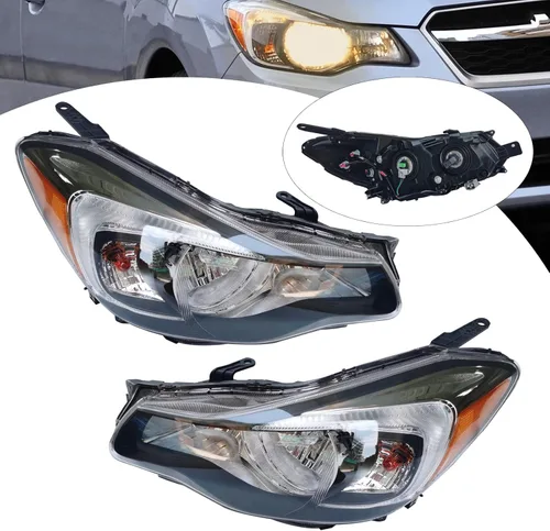 Vista 3 de CNCEST Par de faros delanteros halógenos, ajuste directo, carcasa cromada, lente transparente, para modelos Subaru Impreza 2015-2016, delantero