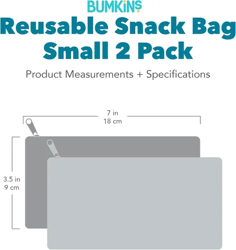 Vista 7 de Bumkins - Bolsas reutilizables para snacks, para almuerzo escolar de niños y porciones para adultos, tela lavable, bolsa con cierre de tela