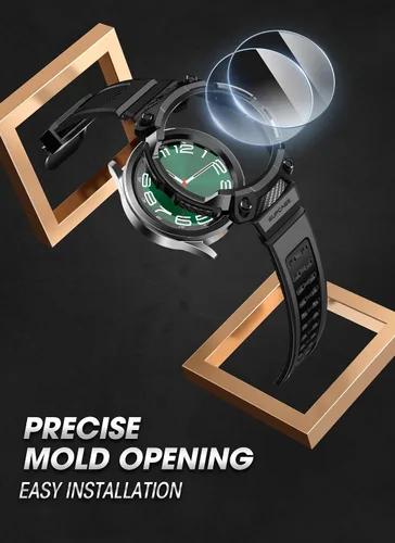 Vista 5 de SUPCASE - Funda clásica para Galaxy Watch 6 de 1.850 in (2023) con correa, color negro 2 protectores de pantalla, resistente a los arañazos