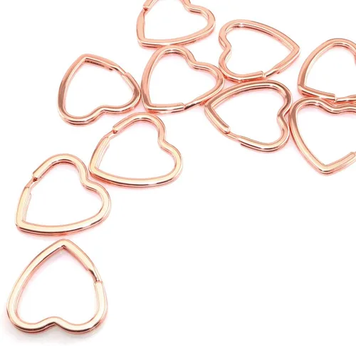 Vista 3 de Llavero plano creativo DIY Llavero Accesorios Metal Key Anillo dividido, Oro Rosa