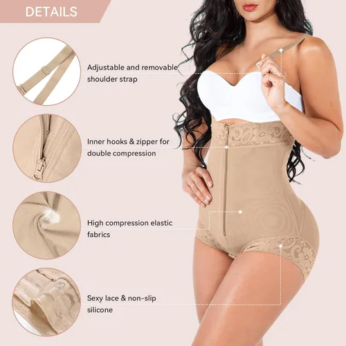 Vista 2 de Fajas moldeadoras para mujer con control de abdomen, moldeador de cuerpo, levantador de glúteos, ropa de compresión con busto abierto
