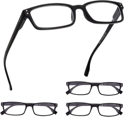 Vista 8 de GUD 4 pares de anteojos de lectura de estilo clásico, cómodos anteojos para lectura para mujeres y hombres (2 negros + 2 DEMI, 0.50)