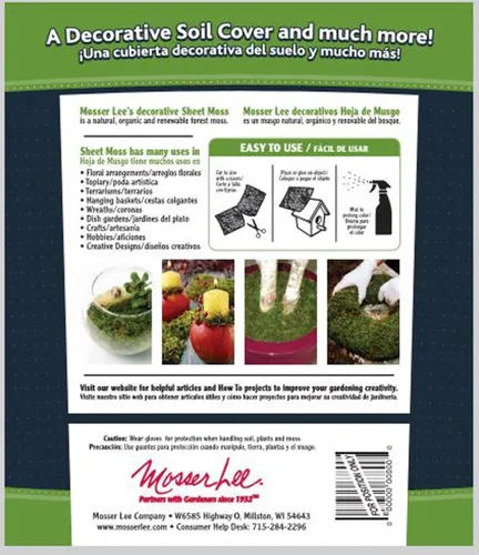 Vista 2 de Mosser Lee - Musgo natural verde en lámina, 325 pulgadas cuadradas, ML0460