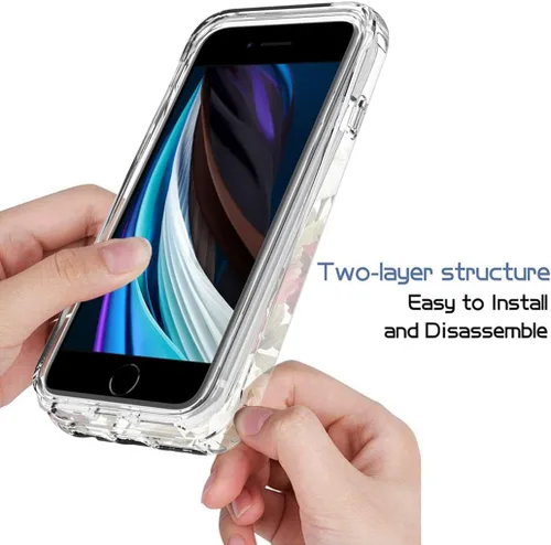 Vista 4 de Funda de teléfono para iPhone SE 2022/SE 3 2022/iPhone SE 2020/iPhone 7/iPhone 8 con protector de pantalla de vidrio templado, funda protectora