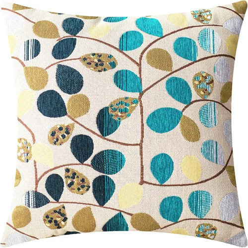 Vista 14 de CaliTime Funda de cojín para sofá, decoración del hogar, felpilla de lujo con hojas bonitas de ambos lados, 18 x 18 pulgadas, color azul crudo