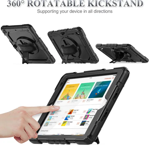 Vista 3 de SEYMAC stock Funda para iPad de 9ª/8ª/7ª generación de 10.2", a prueba de golpes con protector de pantalla, soporte para lápiz