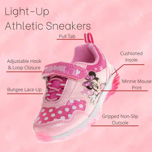 Vista 2 de Disney Zapatos innie Mouse para niñas - Tenis sin cordones con luces de Minnie Mouse bebéniño pequeño