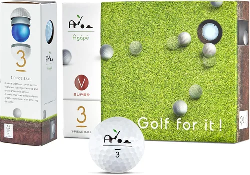 Vista 7 de agape MP5S MP5 VS3 - Pelotas de golf DuraPlus Uretano blanco y negro, 5 piezas y 3 piezas de doble núcleo