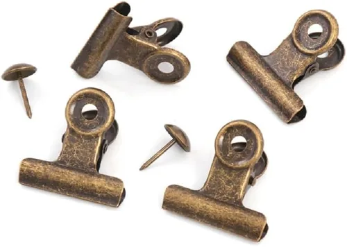 Vista 15 de Pinzas Bulldog con agujero para pasador, clips de archivo de papel con resorte fuerte, clips de metal pequeños, abrazaderas de sellado para bolsas