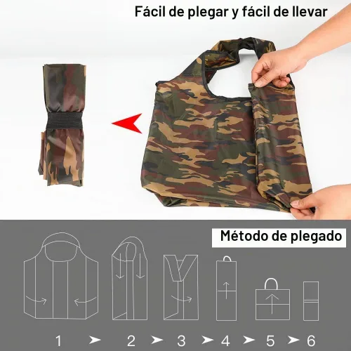 Vista 4 de Aricsen Bolsas de compras reutilizables de camuflaje de 15 x 4.5 x 15