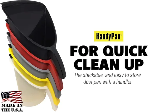 Vista 2 de HandyPan - Recogedor resistente, color negro, grande, fabricado en los Estados Unidos con borde de sellado apretado para mantener el polvo