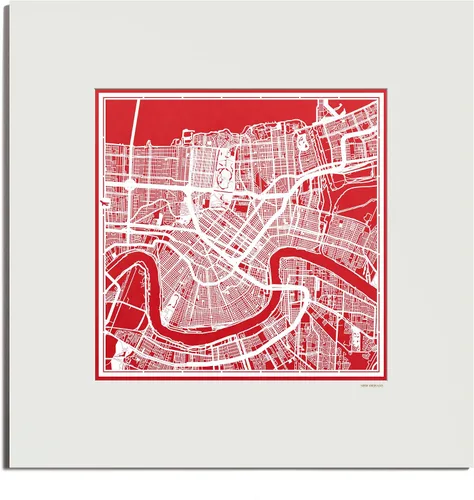 Vista 48 de O3 Design Studio San Diego, CA Paper Cut Map Matted Grey 20x20 in Paper Art