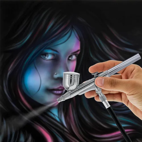 Vista 7 de Master Airbrush G222 juego de aerógrafo de precisión multiusos, acción dual, impulsado por gravedad