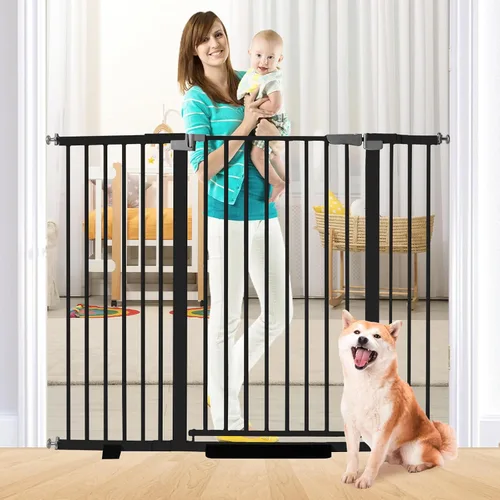 Vista 10 de Puerta para bebé de 41 pulgadas de alto, puerta para perros con cierre automático, ajustable de 29.92"-43.71" de ancho, montaje a presión, puerta
