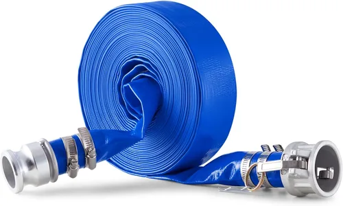 Vista 12 de VEVOR Manguera de descarga, 1-1/2 pulgadas x 100 pies, manguera plana de tela de PVC, manguera de drenaje resistente con abrazaderas, resistente a