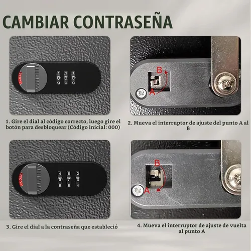 Vista 7 de WeHere Caja de 16 llaves – Armario de llaves montado en la pared con cerradura de combinación de 3 dígitos y llave de respaldo, caja de seguridad