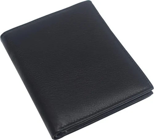 Vista 2 de Marshal Cartera plegable de cuero genuino con bloqueo RFID para hombres, ranuras para tarjetas, 2 compartimentos para billetes, ventanas