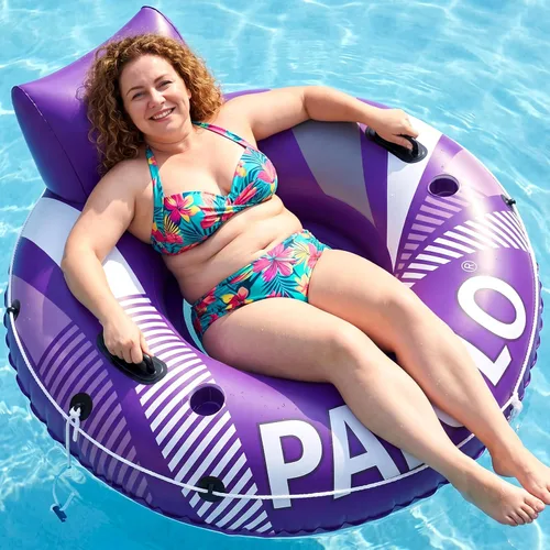 Vista 9 de Flotadores de piscina para adultos, tubos de río resistentes de 53 pulgadas y 450 libras para flotar con cuerda de agarre para reposacabezas, 2