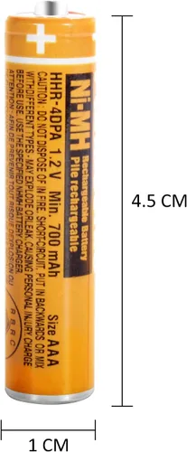 Vista 2 de Baterías AAA recargables NI-MH para Panasonic 1.2V 700mAh