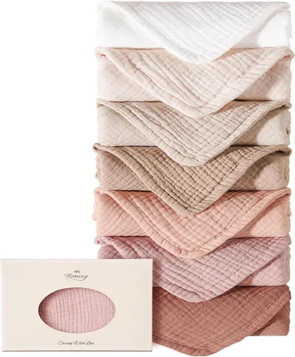 Vista 10 de Konssy - Juego de paños de muselina para eructos de bebé, unisex - 7 unidades de ropa para eructos suave 100% algodón para recién nacidos, bebés