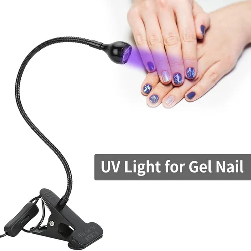 Vista 4 de GOWENIC Lámpara LED de curado de pegamento, luz UV portátil USB con clip para gel de uñas, reparación de teléfono, detección fluorescente y uso