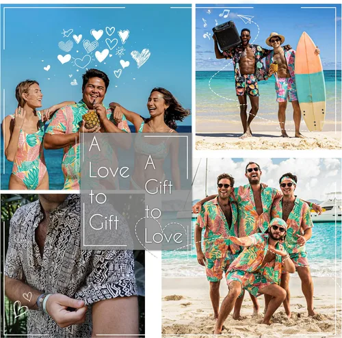 Vista 7 de The Mighty Myth Camisa unisex hawaiana tropical personalizada con cara personalizada Aloha camisa manga corta frutas florales camisas S-5XL