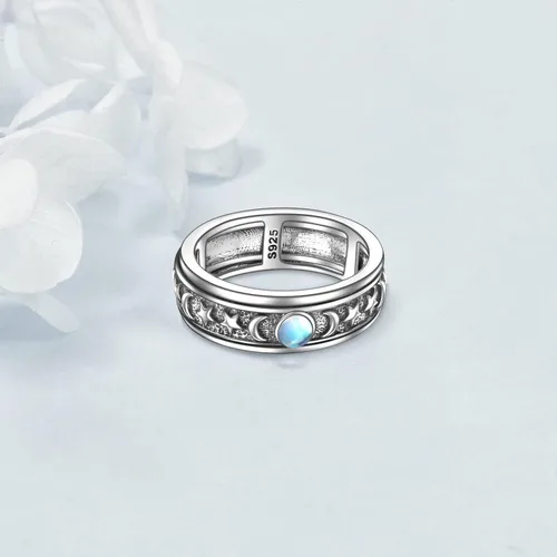 Vista 5 de POPLYKE Anillos giratorios giratorios de plata de ley para mujer, para aliviar el estrés, regalo