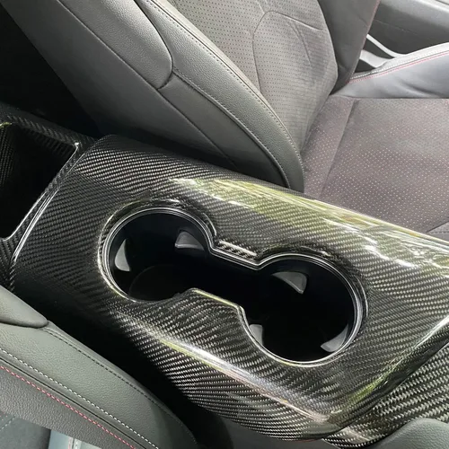 Vista 6 de Fibra de carbono real compatible con Toyota Supra GR A90 A91 MK5 2019-2022 2023 2024 Control central de coche, cubierta de caja de apoyabrazos