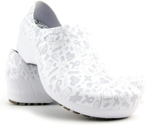 Vista 3 de Sticky Zapatos de enfermería coloridos estampados - Zapatos profesionales para mujer - Enfermeras veterinarias CNA LPN RN - Impermeable