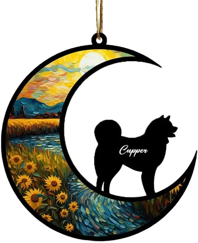 Vista 7 de Adorno conmemorativo personalizado para atrapasoles para perros, nombre personalizado y razas de perros, regalo para amantes de los perros, adorno