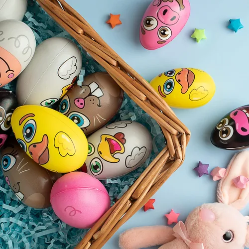 Vista 9 de JOYIN 12 piezas de huevos de Pascua Squishy juguete para la caza de huevos de Pascua con temática de animales con personajes, alivio del estrés