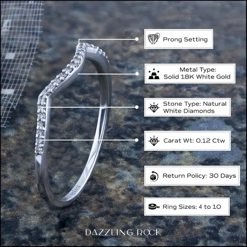 Vista 4 de Dazzlingrock Collection 0.12 Cttw Round White Diamond Contour Enhancer Wedding Band for Women in 18K Solid Gold