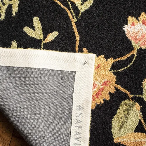 Vista 7 de SAFAVIEH Chelsea Collection - Alfombra decorativa de 1 pies 8 pulgadas x 2 pies 6 pulgadas, color negro, lana de campo francesa enganchada a mano