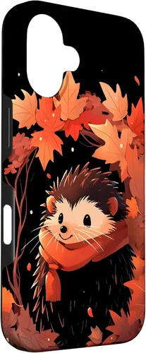 Vista 3 de Hedgehog Autumn Fall Leaves Thanksgiving Case for iPhone 16