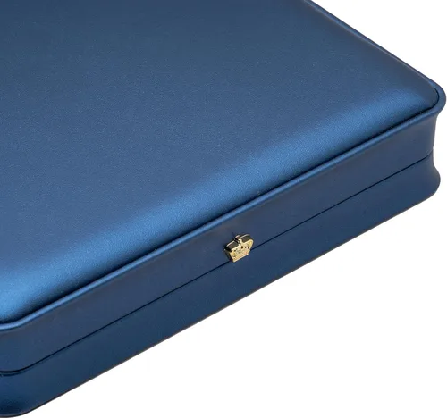 Vista 7 de COWFEX Cadena larga de perlas PU collar caja de regalo vitrina soporte de almacenamiento (azul oscuro)