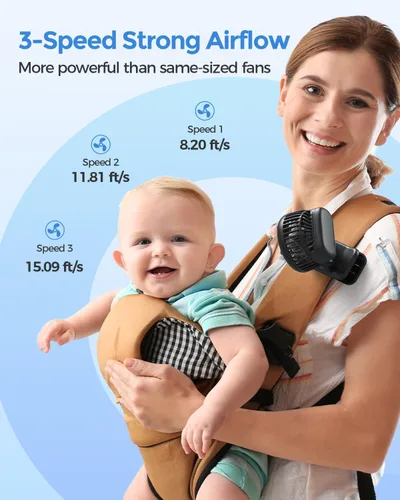 Vista 2 de AMACOOL Mini ventilador de bebé con clip para carriola portadora