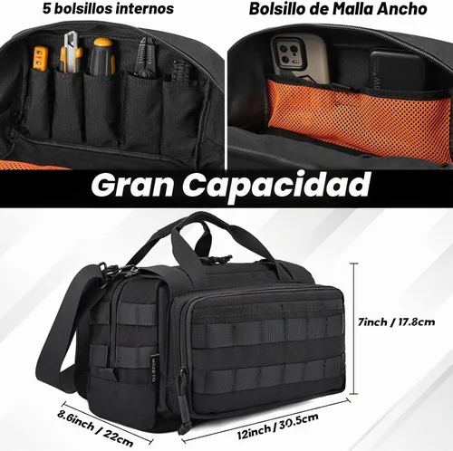 Vista 2 de MOZETO Bolsa de herramientas de 12 pulgadas, resistente al agua, pequeña bolsa de herramientas táctica, bolsas de herramientas con asa duradera