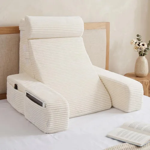 Vista 8 de Vekkia - Almohada de lectura ajustable y almohada trasera con respaldo – Espuma multi-densidad zonificada para soporte específico, bolsillos