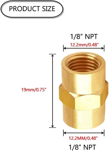 Vista 2 de HQMPC Pezón hembra hexagonal de latón montaje de tubería hembra acoplamiento hexagonal 1/8 "NPT 6 piezas