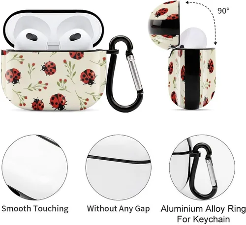 Vista 5 de Linda funda de mariquitas compatible con AirPods 3 con llavero Patrón 304.