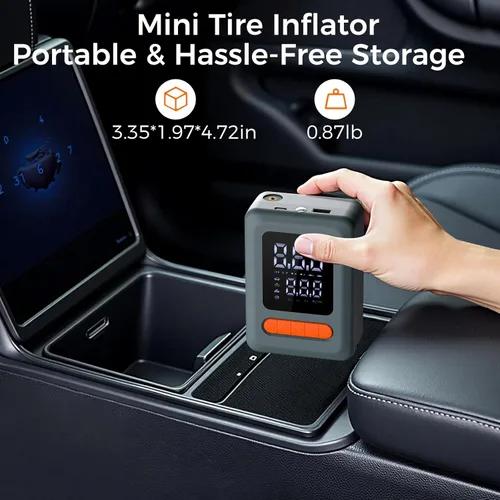Vista 5 de ApexNexus Inflador de Neumáticos Compresor de Aire Portátil y Arrancador de Coche, Bomba de Aire Inalámbrica con Luz LED y Manómetro de Presión