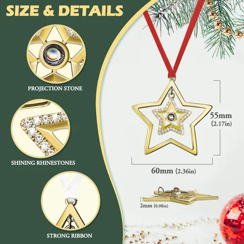 Vista 3 de 3 adornos colgantes para árbol de Navidad, decoración de árbol de Navidad de metal, para fiestas en interiores, hogar, familia, fiesta de mascotas